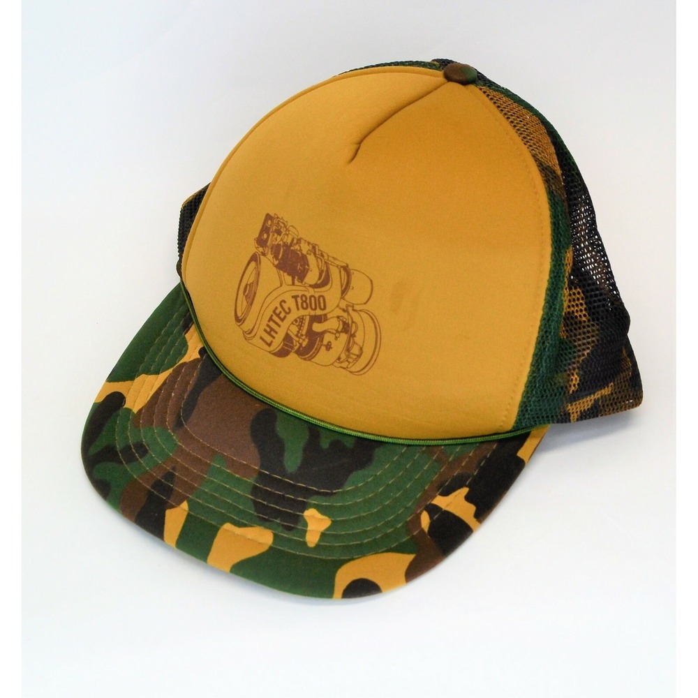 Vintage US Army LHTEC Helicopter Jet Engine T800 Camo Trucker Hat (YB)